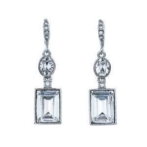 Givenchy Silver Tone Crystal Drop Earrings