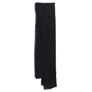Givenchy Black Logo Print Silk Scarf