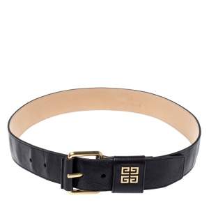 Givenchy Black Crinkled Leather Belt 80CM