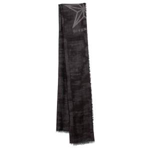 Givenchy Brown & White Star Logo Detail Wool & Silk Shawl