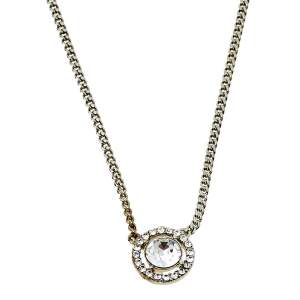 Givenchy Silver Tone Crystal Pendant Chain Necklace