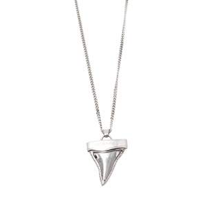 Givenchy Silver Tone Shark Tooth Pendant Double Chain Necklace