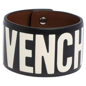 Givenchy Black Leather Logo Print Bracelet S
