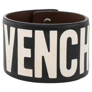 Givenchy Black Leather Logo Print Bracelet S