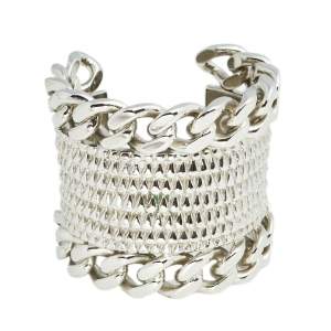 Givenchy Silver Tone Chain Link Cuff Bracelet 