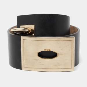 Givenchy Black Leather Wide Waist Buckle Belt 70CM