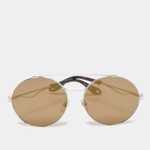 Givenchy Khaki Green Mirrored Round Sunglasses