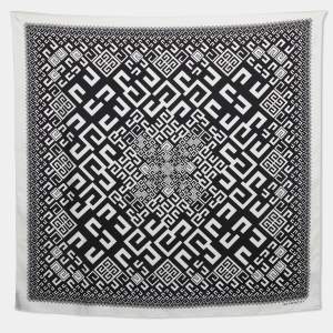 Givenchy Black/White Logo Print Silk Scarf