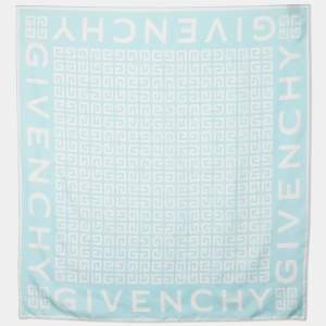Givenchy Blue Logo Printed Silk Square Scarf