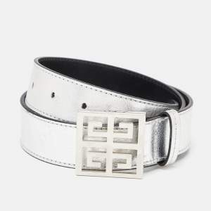 Givenchy Silver Leather Buckle Belt 70CM