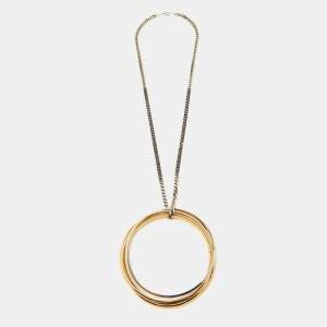 Givenchy Two Tone Multi Ring Long Chain Necklace