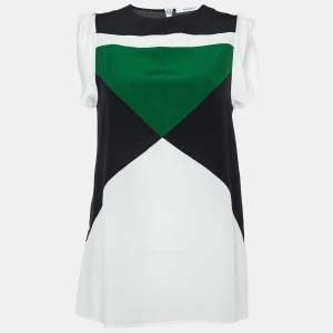 Givenchy Multicolor Colorblock Silk Cap Sleeves Top M