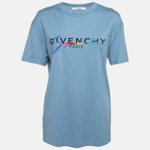 Givenchy Blue Signature Embroidered Cotton T-Shirt XS