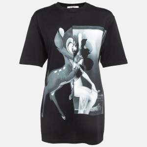 Givenchy Black Bambi Print Cotton Oversized T-Shirt S