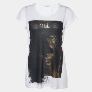 Givenchy White Printed Cotton Knit Round Neck T-Shirt L