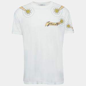 Givenchy White Goat Print Cotton Knit Crew Neck T-Shirt XS