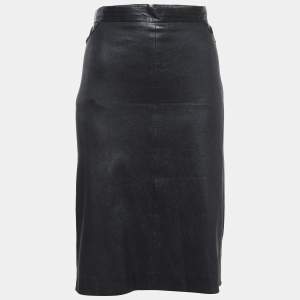 Givenchy Black Leather Zip-Up Skirt L