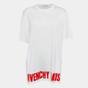 Givenchy White Logo Print Jersey T-Shirt M