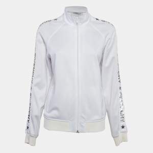Givenchy White Metallic Logo Print Jersey Jacket L