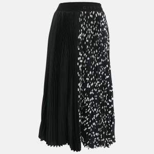 Givenchy Black Geometric Print Sateen Pleated Midi Skirt S