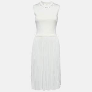 Givenchy Ivory Stretch Knit Pleated Midi Dress XS