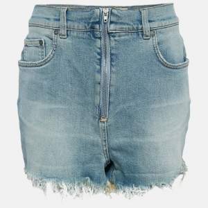 Givenchy Blue Washed Denim Raw Edge Detail Shorts L