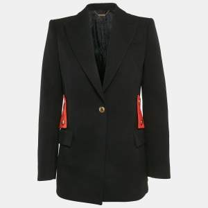 Givenchy Black/Red Wool Gabardine Band Detail Tailored Blazer M