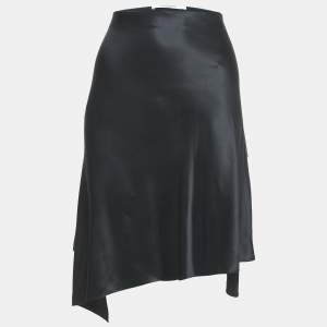 Givenchy Black Satin Silk Ruffle Mini Skirt M