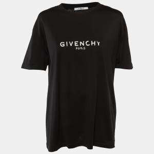 Givenchy Black Logo Print Cotton Crew Neck T-Shirt L