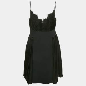 Givenchy Black Lace and Satin Pleated Dress and Sequined Knit Skirt Set S/M