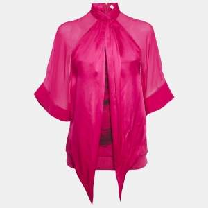 Givenchy Pink Printed Silk and Cotton Silk Top M