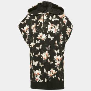 Givenchy Black Floral Print Cotton Sleeveless Hoodie M