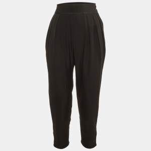 Givenchy Black Wool Pleated Button Hem Detail Pants L