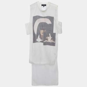Givenchy Off White Printed Silk High Low Hem Pullover XXS