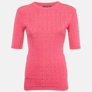 Givenchy Pink Monogram Jacquard Knit Crewneck Top S