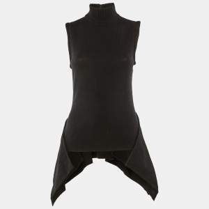 Givenchy Black Wool Knit Asymmetric Hem Sweater M