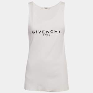 Pre Owned Givenchy White Printed Rib Knit Tank Top S