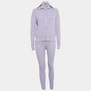 Pre Owned طقم جوجر ٣ قطع جيفنشي شعار ٤ جي محبوك بنفسجي فاتح صغير جدًا/صغير