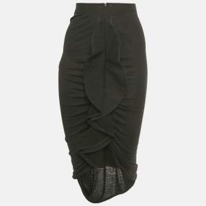 مملوكة مسبقًا Givenchy Black Knit Ruffled Midi Skirt S