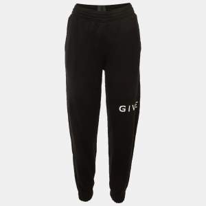 مملوكة مسبقًا Givenchy Black Logo Print Cotton Joggers  XS 