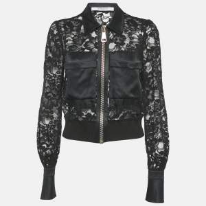 Pre Owned Givenchy Black Lace and Satin Sheer Jacket M