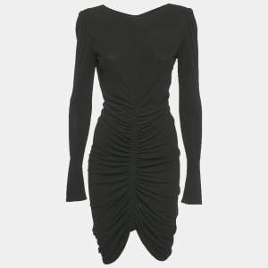 Pre Owned Givenchy Black Stretch Crepe Ruched Mini Dress S