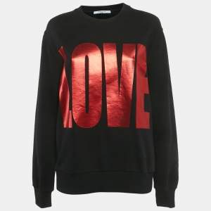 Pre Owned Givenchy Black Love Print Cotton Sweatshirt S