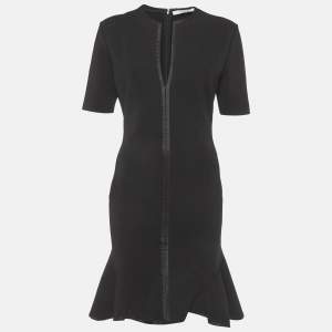 Pre Owned Givenchy Black Stretch Knit Flounce Mini Dress M