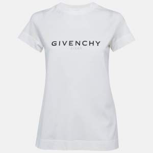 Pre Owned Givenchy White Logo Print Cotton Short Sleeve T-Shirt XS