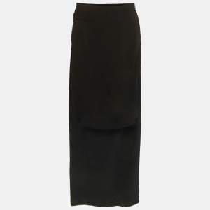 Pre Owned Givenchy Black Crepe Overlay Detail Mini Skirt M