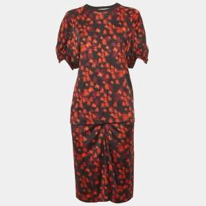 Pre Owned Givenchy Black/Red Floral Print Jersey Set M