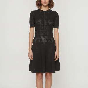 Pre Owned Givenchy Black 4G Open Knit Flared Dress XS
