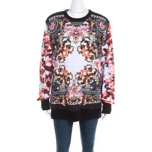 Givenchy Multicolor Roses and Birds of Paradise Cotton Knit Sweatshirt XS