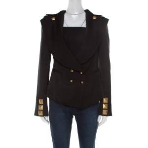 Givenchy Black Studded Wool Oversized Lapel Detail Jacket M 
